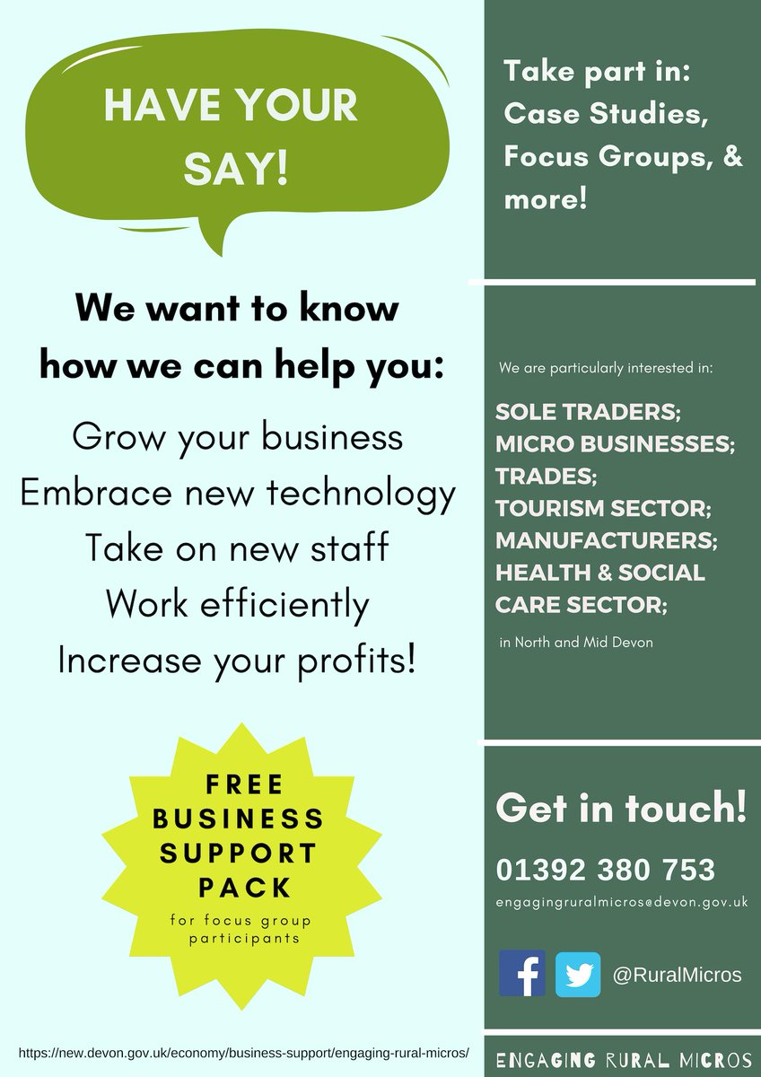 RuralMicros's tweet photo. Rural businesses - Secure your focus group place today! #Research #BusinessSupport #Rural #Devon https://t.co/B8dd64TmjD