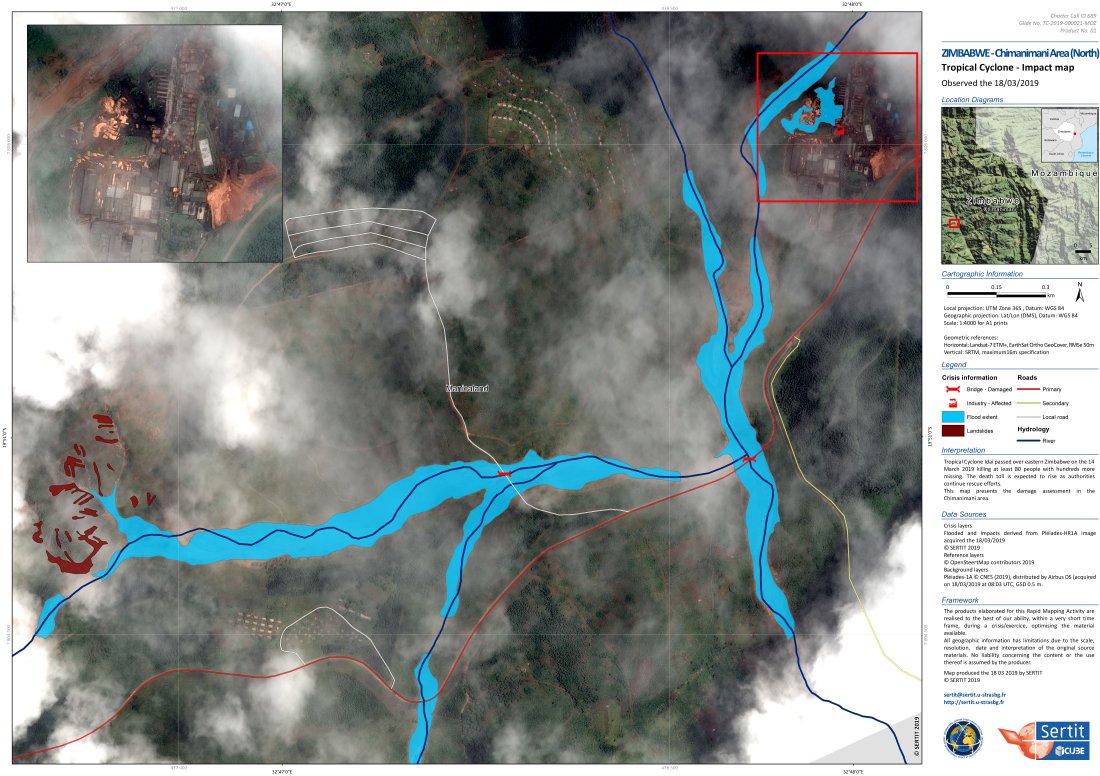 DisastersChart's tweet photo. We have our first maps of #Zimbabwe after #CycloneIdai: https://t.co/BtqYVEFJdr
These maps provide a damage assessment of the Chimanimani area, using #Pleiades imagery to highlight areas of flooding and landslides. https://t.co/NGQEmzAOLg