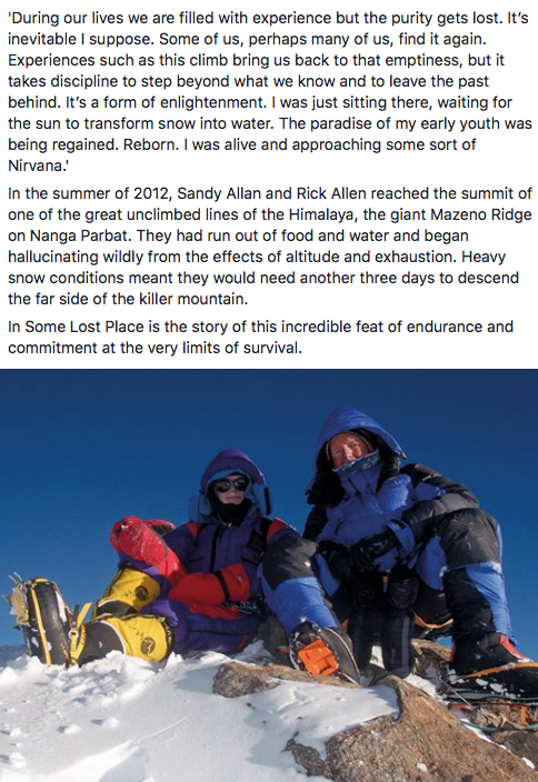 VertebratePub's tweet photo. Available now in #audiobook format: https://t.co/4tPrCLO28R

#SandyAllan #RickAllen #MazenoRidge #NangaParbat #Himalaya #climbing #climbingbooks #mountaineering #mountaineeringbooks #survivalstory #biography #grippingreads #audiobooks #audible #newrelease https://t.co/6dibgoKuyM