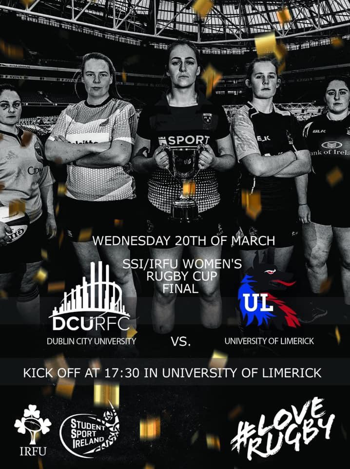 Best of luck to our Ladies Team in the All Ireland Final tomorrow 

🏉 <a href="/DCU_LRC/">DCU Ladies RugbyClub</a> v <a href="/ULLRWolves/">UL Ladies Rugby</a>  
🏆<a href="/StudentSportIrl/">Student Sport Ireland</a> Tier 1 
📈 All Ireland Final 
📅 Wednesday 20th March 
⌚️ 🌟 17:30🌟 
📍<a href="/UL/">University Of Limerick</a>  
#SupportYourClub  
#BringItHome 
<a href="/IrishRugby/">Irish Rugby</a>