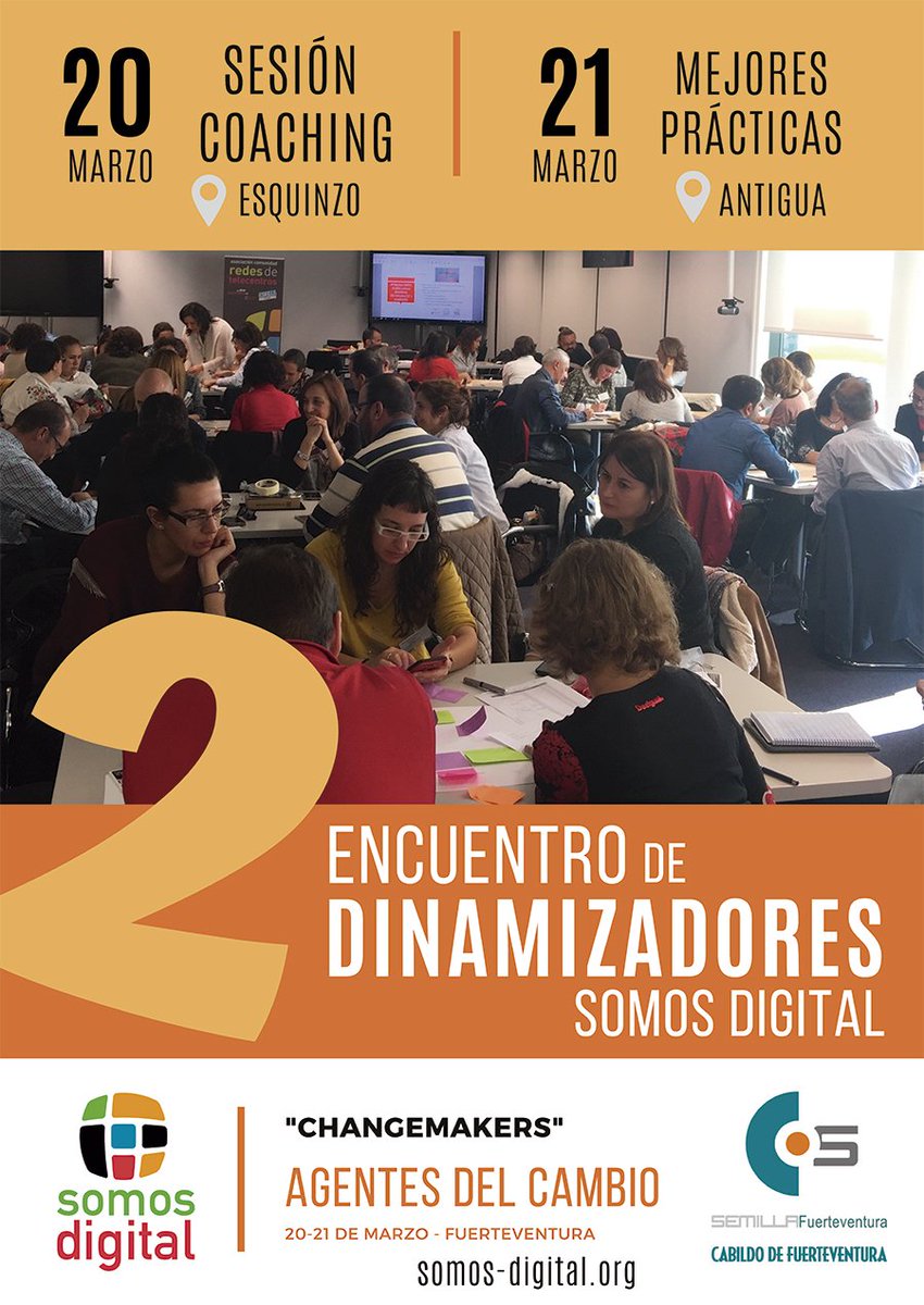 Mañana más de 90 profesionales TICs de las redes que forman <a href="/SomosDigital_/">Asociación Somos Digital</a>   se reúnen en su #2encuentrodinamizadores. 

Dos jornadas de trabajo que prometen ... +info: goo.gl/RbD6ZG