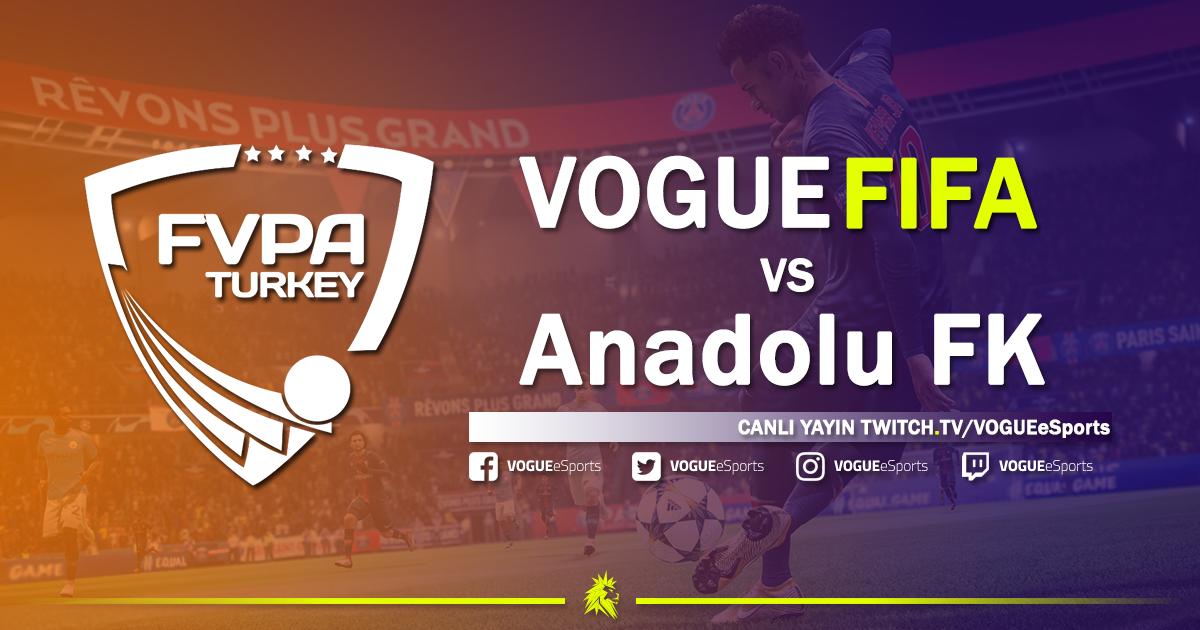 #Takvim | (PC) FIFA Pro Clubs.
📅 FVPA Türkiye Kupası'nda sahaya çıkıyoruz. Grubumuzun ilk maçında, ligin köklü ekiplerinden Anadolu FK ile oynuyoruz.
______
🔥 21.04 | Anadolu FK | 22:30