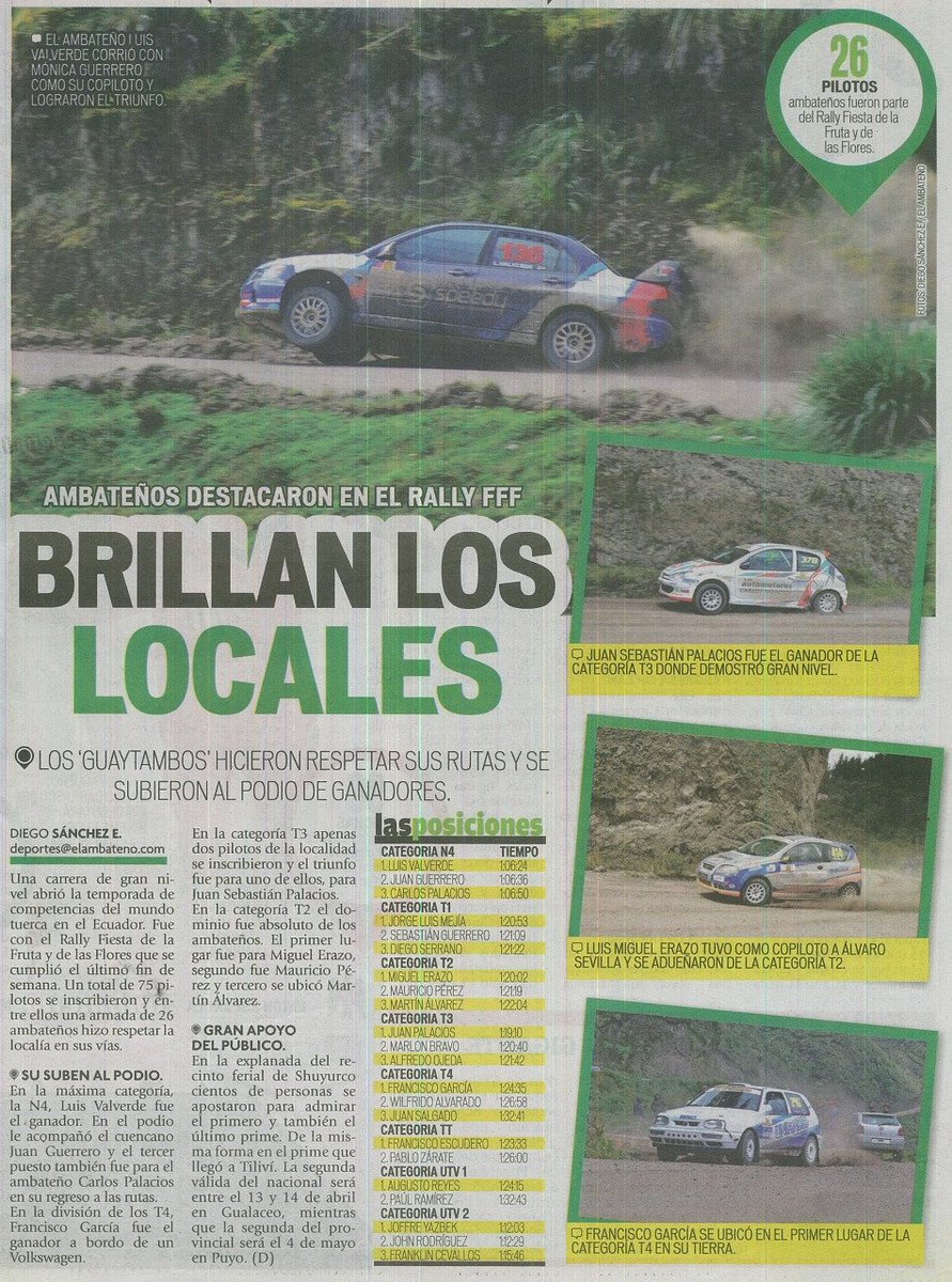 TACoficial's tweet photo. 📰🏁#TacEnMedios
Brillan los locales. 
Vía Diario El Ambateño
19/03/2019 https://t.co/FDq692a3n7