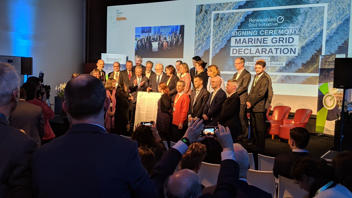 csikow's tweet photo. We are moving on to the signature ceremony of the @RenewablesGrid Initiative "Marine Grid Declaration". According to @ENTSO_E’s #TYNDP, 1/3 of future #PowerGrids Projects of Common Interest (PCIs) could be in #marine environment 🇪🇺🌊 #PCIList #MarineGridDeclaration #PCIdaysEU https://t.co/UgArTRMorA