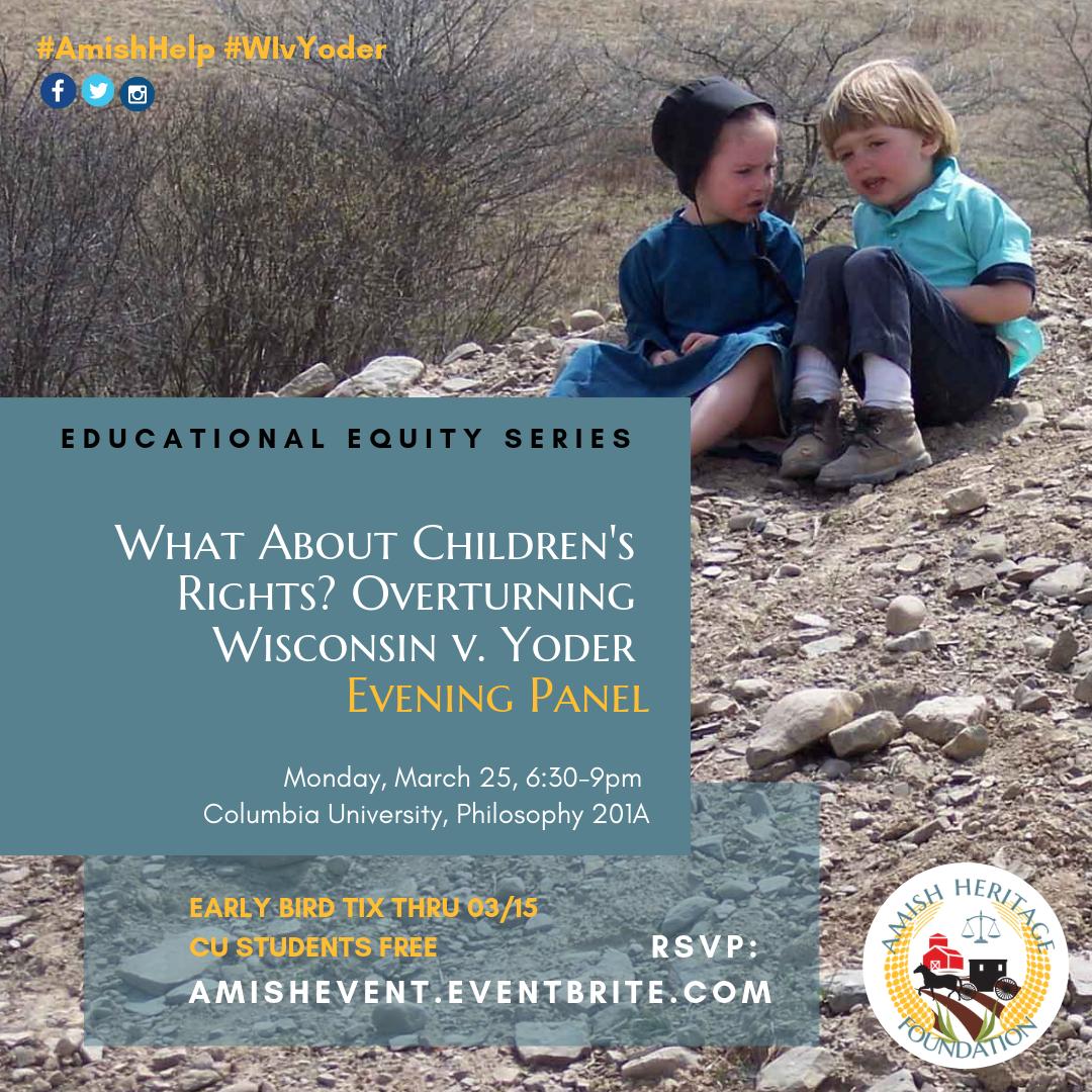 AmishFoundation's tweet image. Monday, 25th: Torah is moderating this Evening Panel at Columbia University. RSVP link in bio. Come for amazing line-up: ex-Jehovah's Witness,  homeschooled, #exAmish, n attorneys. We're making history. #gsPride #ColumbiaGS #educationequity #WarrenTownHall #CollegeCheatingScandal