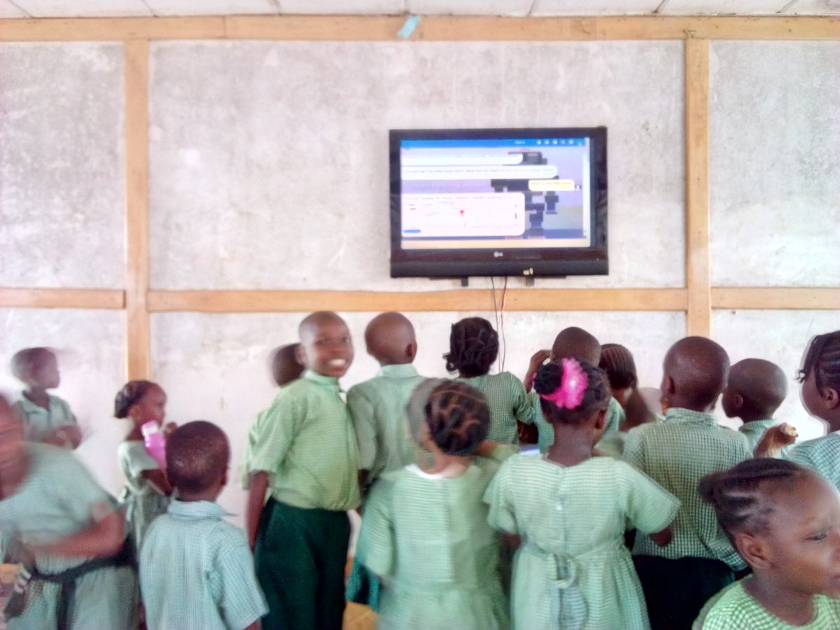 SYLMultimedia's tweet photo. Today, the SYL team was with the @iQuickHelp team to pilot the #BotBoard @ OAUStaff school, Ile-Ife, Nigeria. The kids had tonnes of fun talking to an AI powered Bot with questions like "where is OAU staff school", "what is Biology", "who is Mandela" @QuickAfrica @TalkingWebsite https://t.co/TO3IyX3lyZ