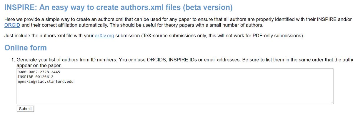 Inspire Hep Help Us Keep Your Inspire Author Profile In Good Shape Include An Authors Xml File When You Post To Arxiv T Co Zngif0dzys T Co Ot01djmxcx Inspire Hep Help Us Keep Your Inspire Author Profile In Good Shape Include An Authors Xml File When You Post To Arxiv T Co Zngif0dzys T Co Ot01djmxcx