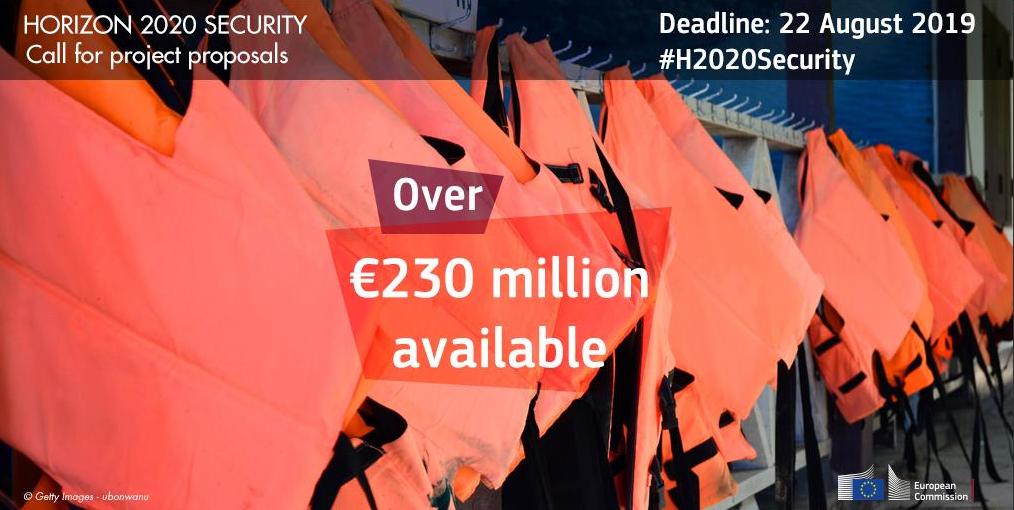 📢NEW OPPORTUNITIES in the field of <a href="/EU_H2020/">Horizon 2020</a> SECURE SOCIETIES CALLS: Over €230 million are now available for security research projects! 
🗓️Deadline for applications: 22 August 2019 
Find out more here ➡️ europa.eu/!Yx87fj
#H2020security