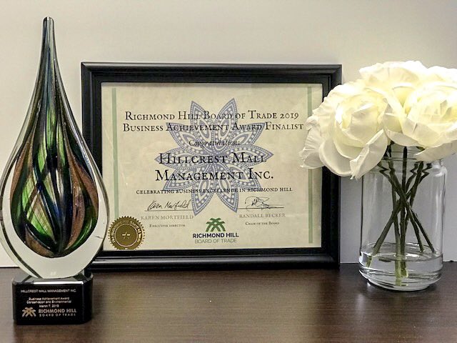 TryMusGroup's tweet photo. So proud of our client, @shop_hillcrest for winning a Business Achievement Award with the Richmond Hill Board of Trade especially in “Conservation and Environmental” category. #HelloHillcrest https://t.co/7rgzcapZez