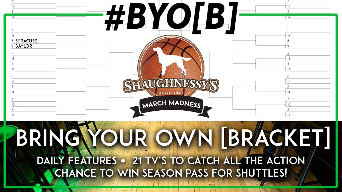 Stop in to watch #MarchMadness on our 21 TV screens!  Join our BYO[B] bring your own bracket contest to WIN shuttle passes for both SU basketball and football 2019-2020 seasons!!!