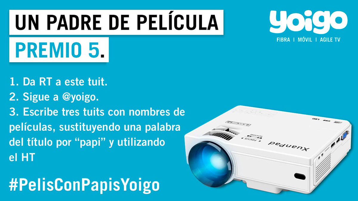 yoigo's tweet photo. 🎬👨 #CONCURSO 5 del #FelizDíaDelPadre 👨🎬 

Solo necesitas tu imaginación para llevarte el premio. 

- Papis fantásticos y dónde encontrarlos.
- Papi Driver.
- El bueno, el feo y el papi.

¡Hay mil ejemplos, este #19marzo queremos ver los tuyos!

#PelisConPapisYoigo https://t.co/1MFUnjlsqn