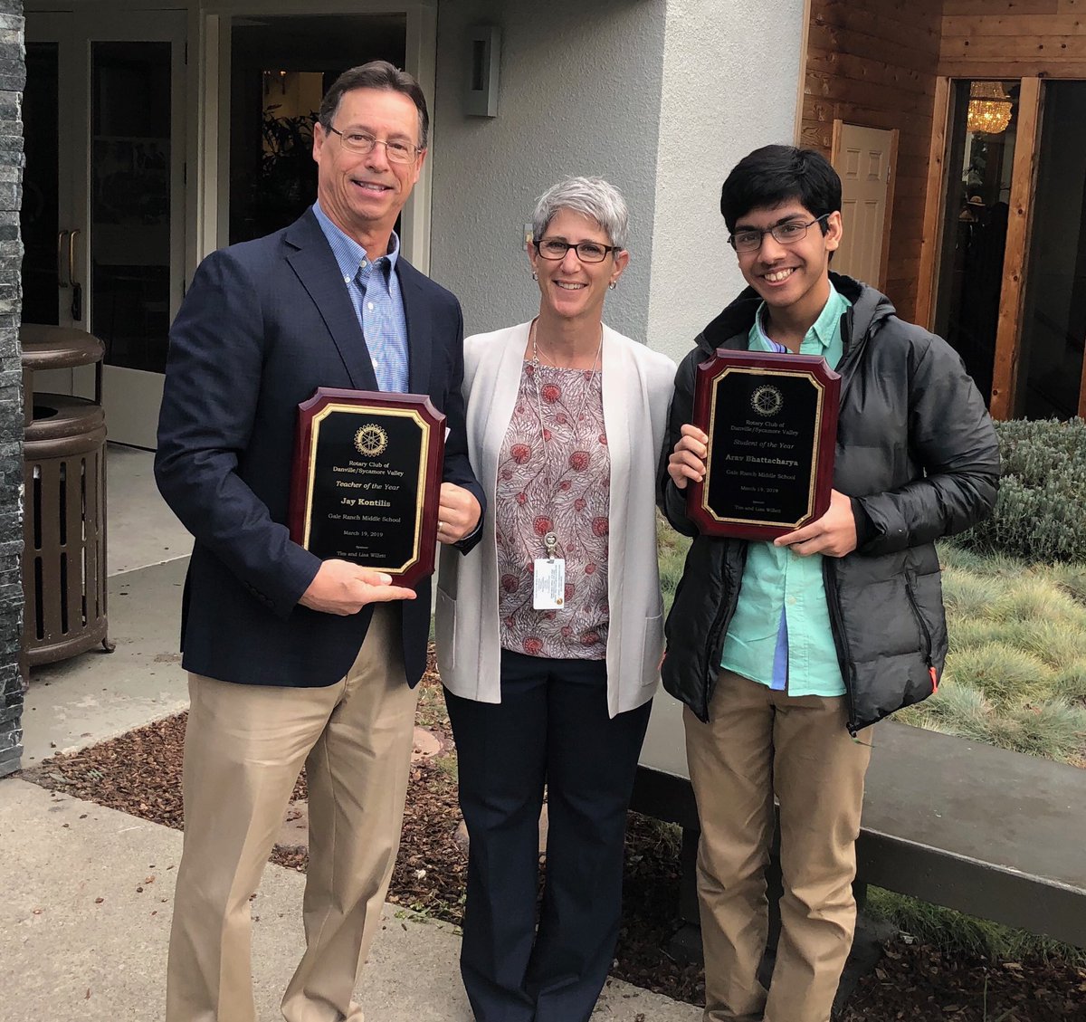 SueGoldman4's tweet photo. Celebrating Rotary Teacher and Student of the Year! Congrats Jay Kontilis and Arav B. https://t.co/fRJzy9xlwU