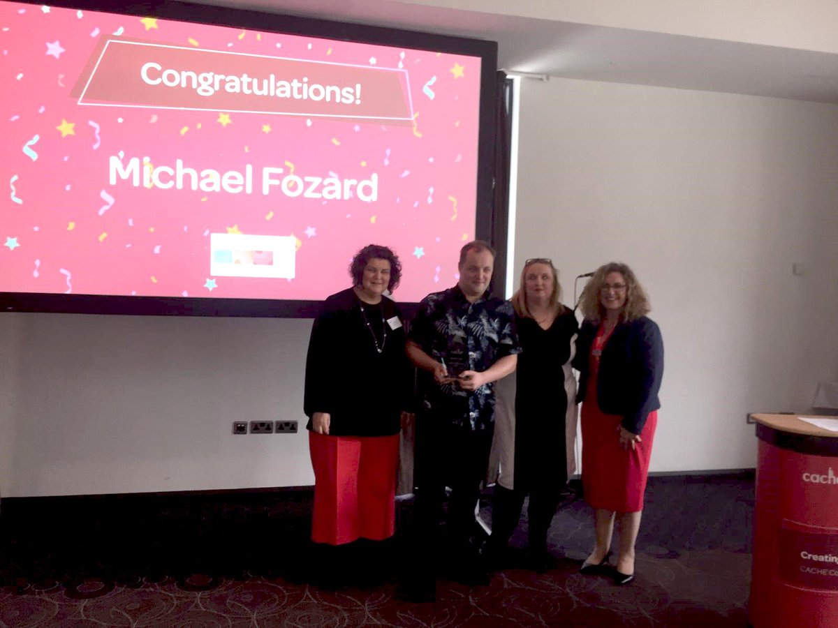 CACHEORG's tweet photo. Congratulations to our learner of the year, Michael from @CalderdaleCol. We're delighted to award Michael with this achievement, his story is truly inspirational. #CACHEConf19 https://t.co/Y7KSEj9ftO