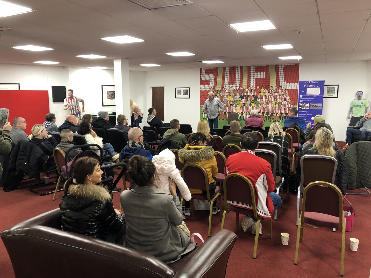 CommunitySUFC's tweet photo. HEALTH: We are looking forward to developing our relationship with the #KickBackRecovery
Supporting people recovering from addiction any way we can!
#TwitterBlades #EFLDayofAction https://t.co/Gte5SWECjF