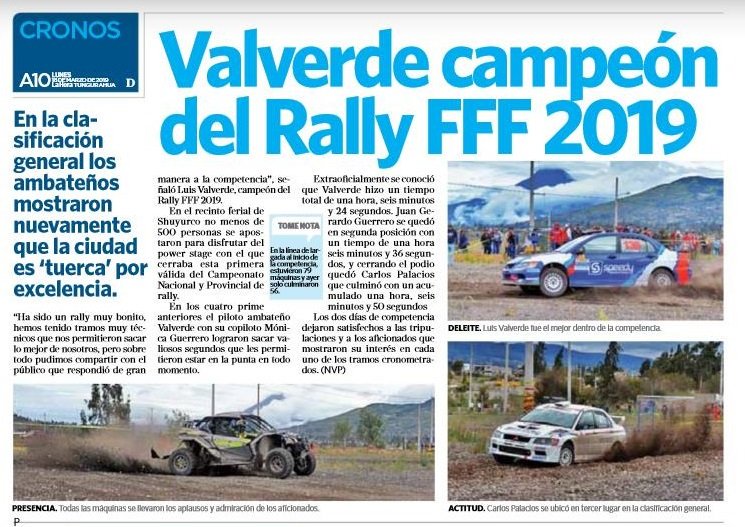 TACoficial's tweet photo. 📰🏁#TacEnMedios
Valverde campeón del Rally FFF.
Vía Diario La Hora
18/03/2019 https://t.co/FTOuQ1ClD8