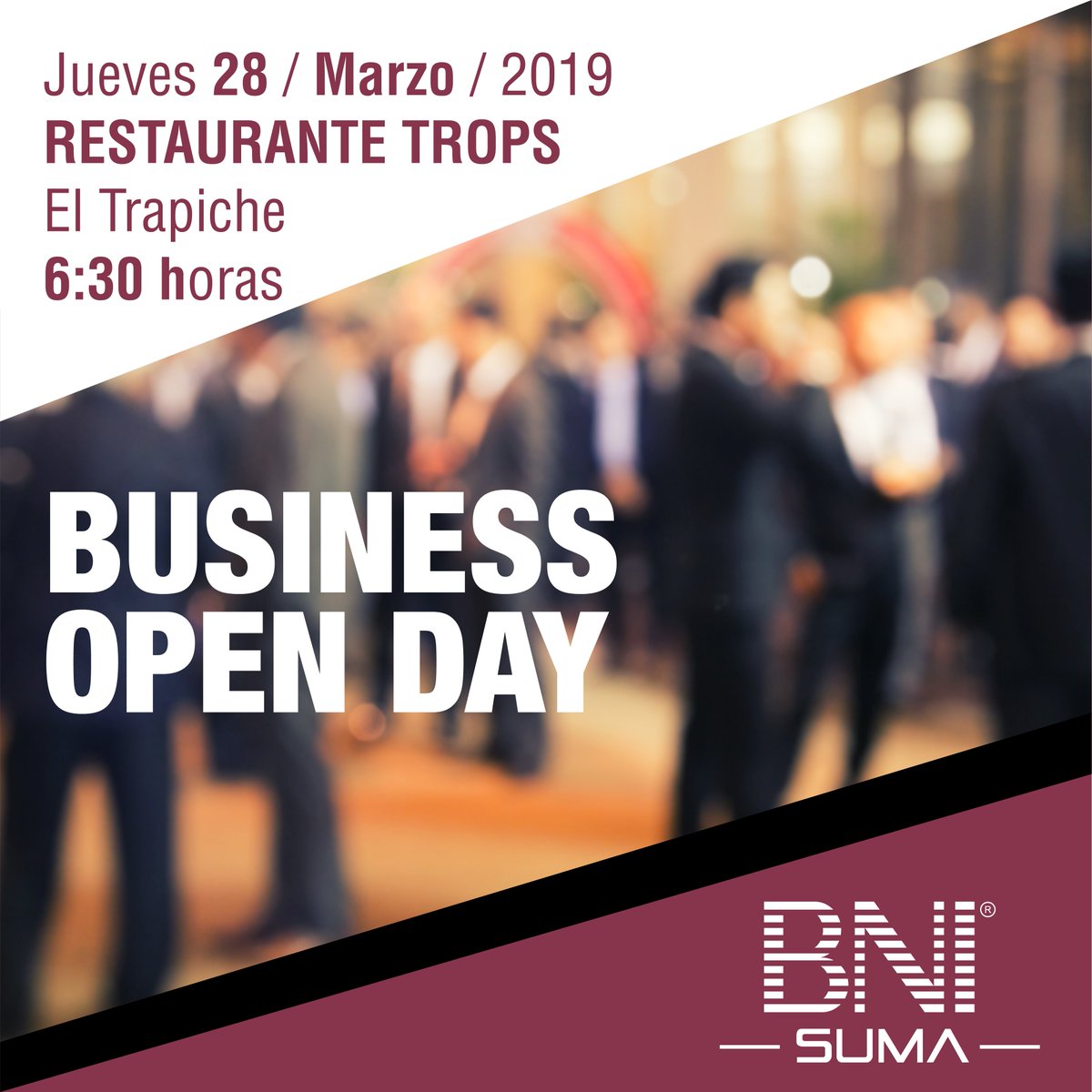 BNISuma's tweet photo. Apunta en tu agenda 28 de MARZO Business Open Day II.
Si eres emprendedor, tienes una empresa consolidada que quiera crecer este evento es para ti.
Reunimos a más de 80 empresarios de la zona.
Para venir como invitados, escríbenos por privado,te diremos como apuntarte. @BNIMalaga https://t.co/qfzAiLSrmz