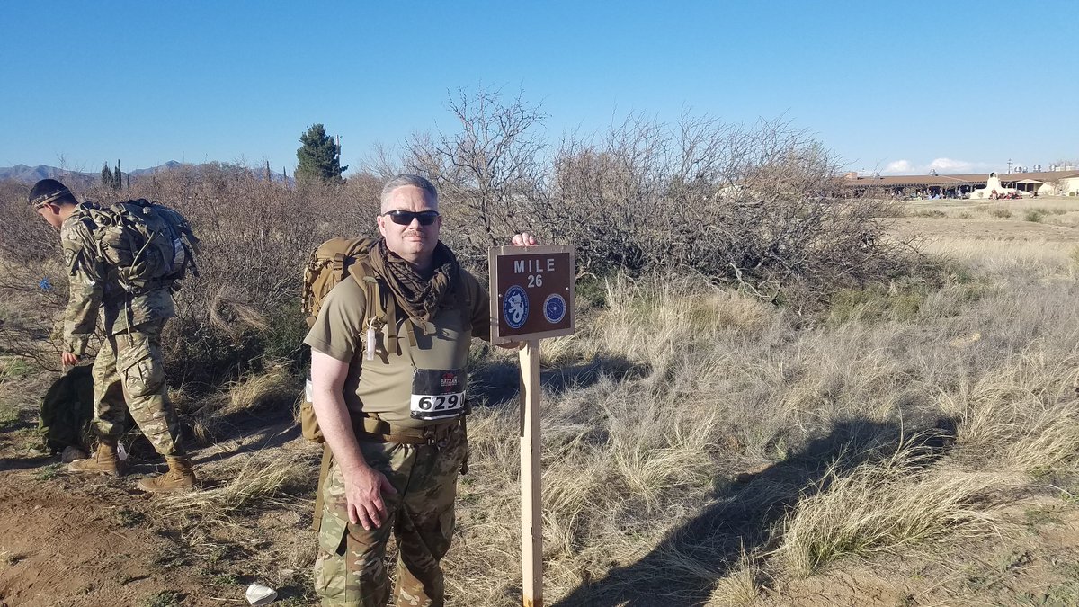 CLT_Kayaker's tweet photo. Sunday i finished the Mil Indiv Heavy Division at Bataan Memorial March 26.2 miles 36.75lb ruck. Feet are sore, but otherwise good. #bataanmemorialdeathmarch #ruck #315airliftwing #mysteryranchbackpacks #garmontboots #darntoughsocks #usaf #airforcereserve https://t.co/86ufDMRDq4