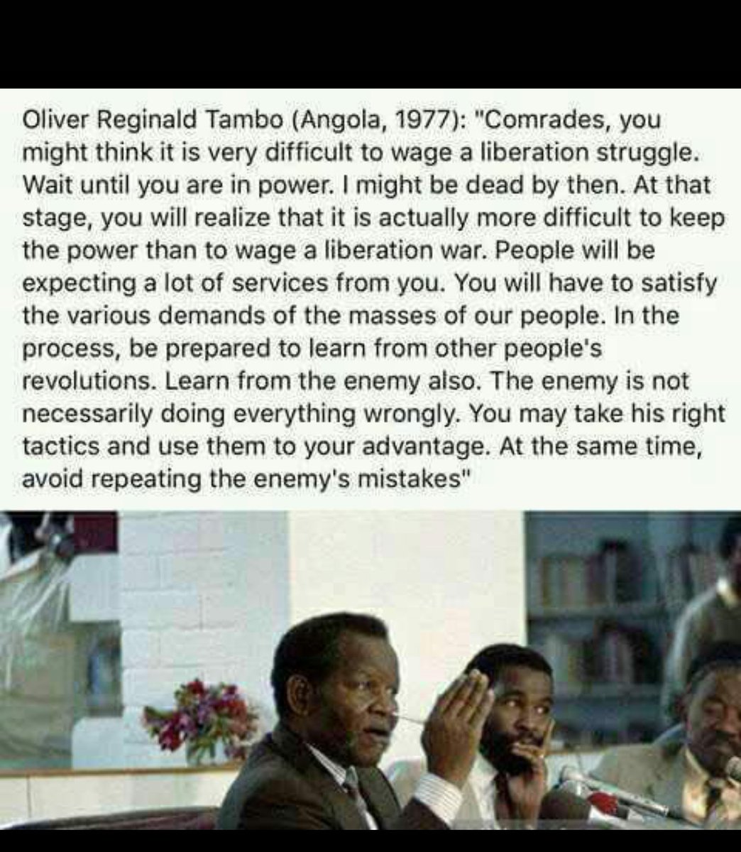 Interesting to reflect on this 1977 quote from Oliver Tambo at this time of rolling blackouts.  Some important insights here.