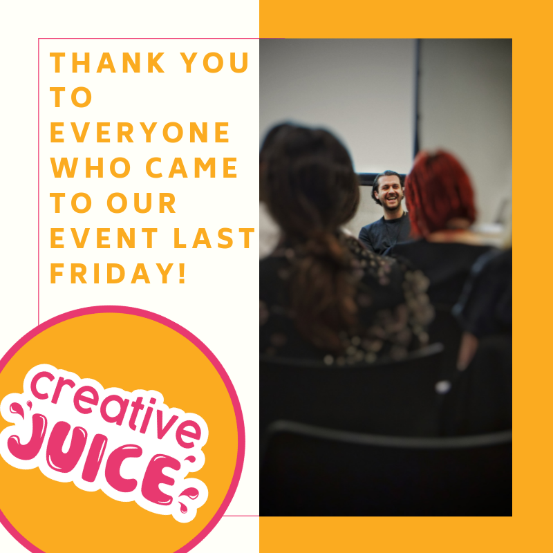 Thank you to everyone who came to our #CreativeJuiceEvent last Friday! We hope you enjoyed it as much as we did!

<a href="/ace_national/">Arts Council England</a> <a href="/ace_thenorth/">Arts Council England, North</a> @C4DIHull <a href="/makerspacehull/">MakerspaceHull</a> <a href="/ArtlinkHull/">Artlink Hull</a> <a href="/humberstgallery/">Humber Street Gallery</a>  @eskimosoup  <a href="/GoodwinDevTrust/">Goodwin Dev Trust</a> <a href="/FreedomFestHull/">Freedom Festival Arts Trust</a> <a href="/AbsCultured/">Absolutely Cultured</a> <a href="/nibblehull/">Nibble</a>