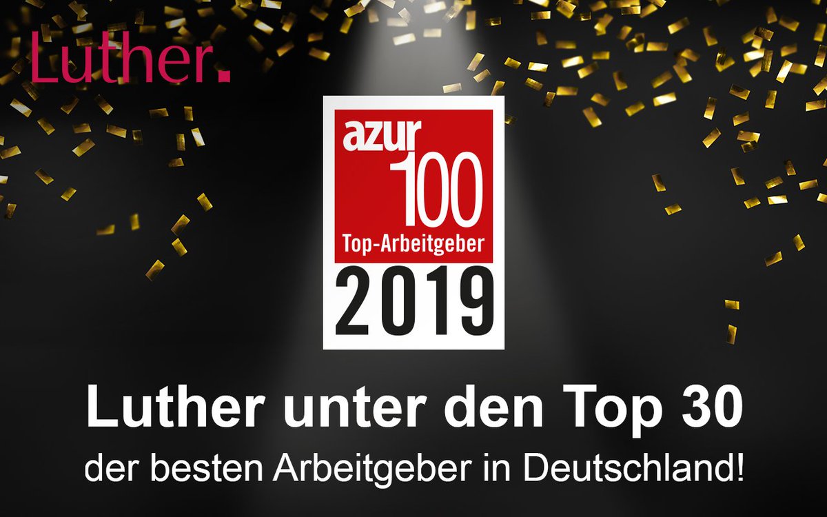 Die #azur100 hat die attraktivsten Arbeitgeber für junge Juristen veröffentlicht und Luther ist wieder in den Top 30! Besonders unsere umfangreichen Aus- und Weiterbildungsmöglichkeiten wurden sehr positiv bewertet.