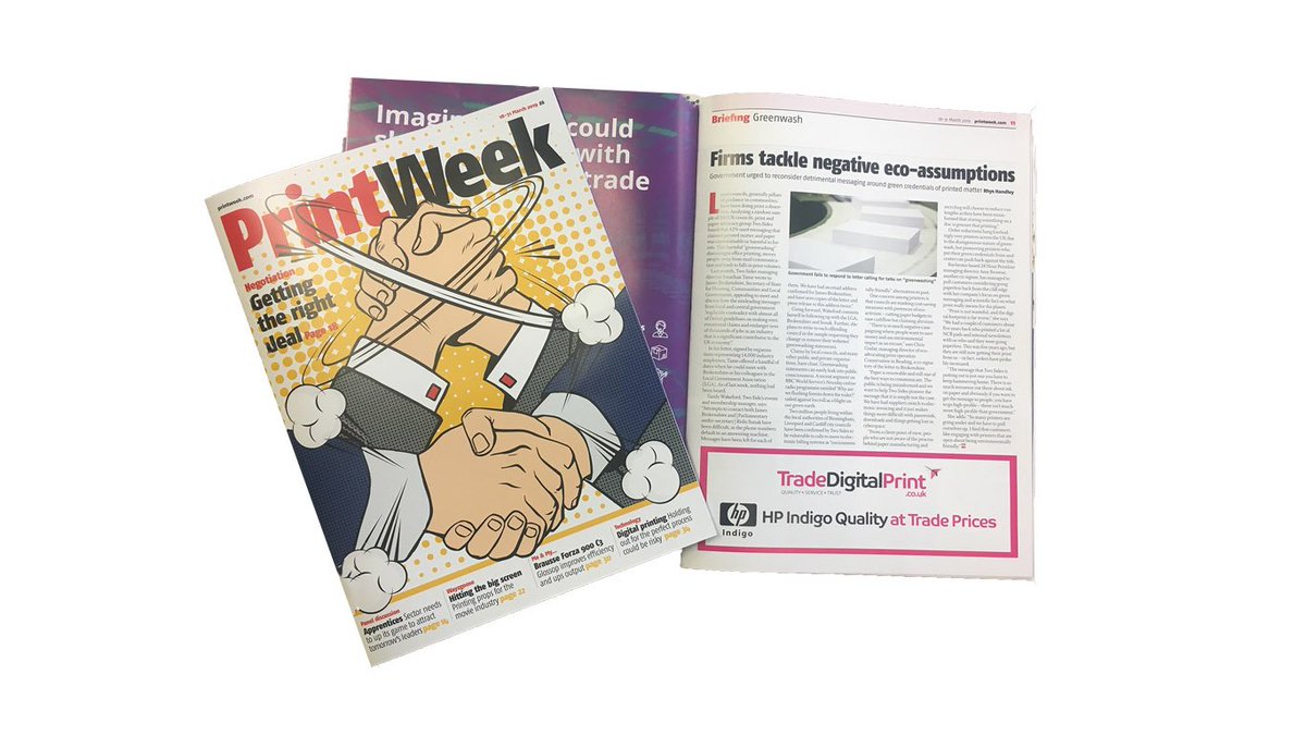 TwoSidesUK's tweet photo. We're excited to see our greenwash campaign featured in the latest edition of @printweek 

Two Sides has found over 40% of local councils to be using unsubstantiated &amp; misleading environmental claims about printed communication.
 
https://t.co/ToVkLFScj7

#Greenwash #Paper #Print https://t.co/7a6n120v46