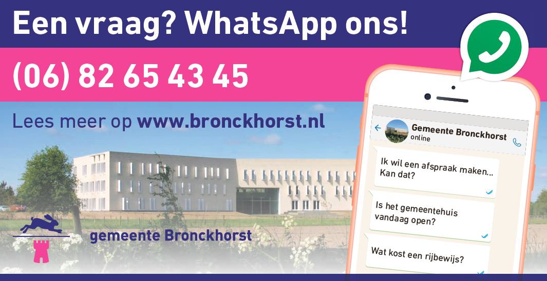 Wist u dat u ook een vraag of melding via whatsapp kan doen bij ons? Handig en snel, via 06 82 65 43 45 #bronckhorst #service