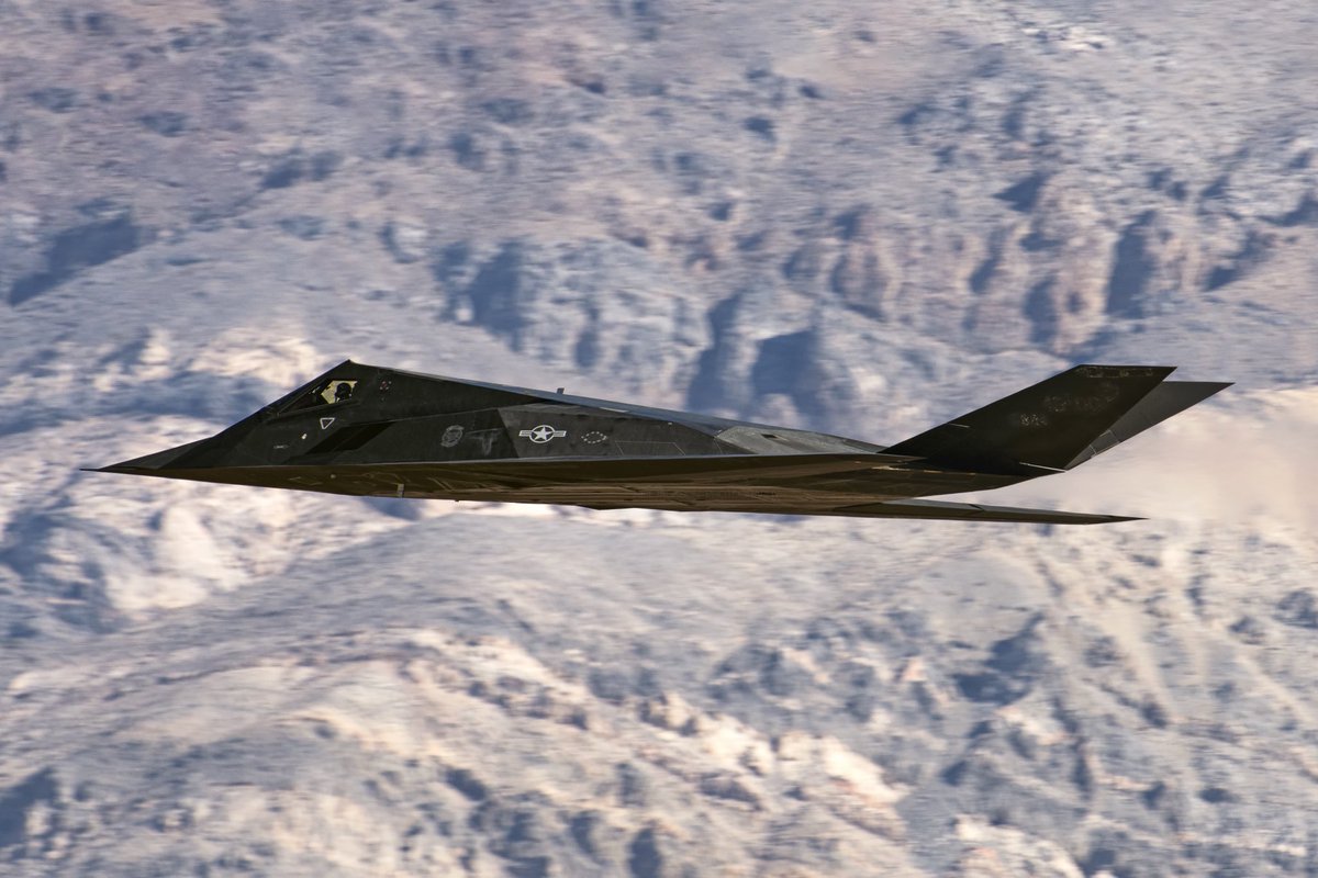I watched it dive in through the viewfinder and I still didn’t believe it.  ‘Dark Knights’ F-117A Nighthawk. LEHI 01, 200ft, Panamint Valley.