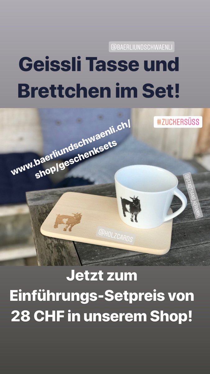 BaerliSchwaenli's tweet photo. Überall #Geissli! Fühlen Sie sich wie #heidi in der #Schweiz und greifen bei unserem neuen Set mit #jöö Faktor zu!
#set #ziegen #frühstpck #znüni #tasse #geisslein #schweizerberge #VERLIEBTindieSCHWEIZ #swissness #musthave #aktion #einführungspreis #myswitzerland https://t.co/wBsfN5eAW2