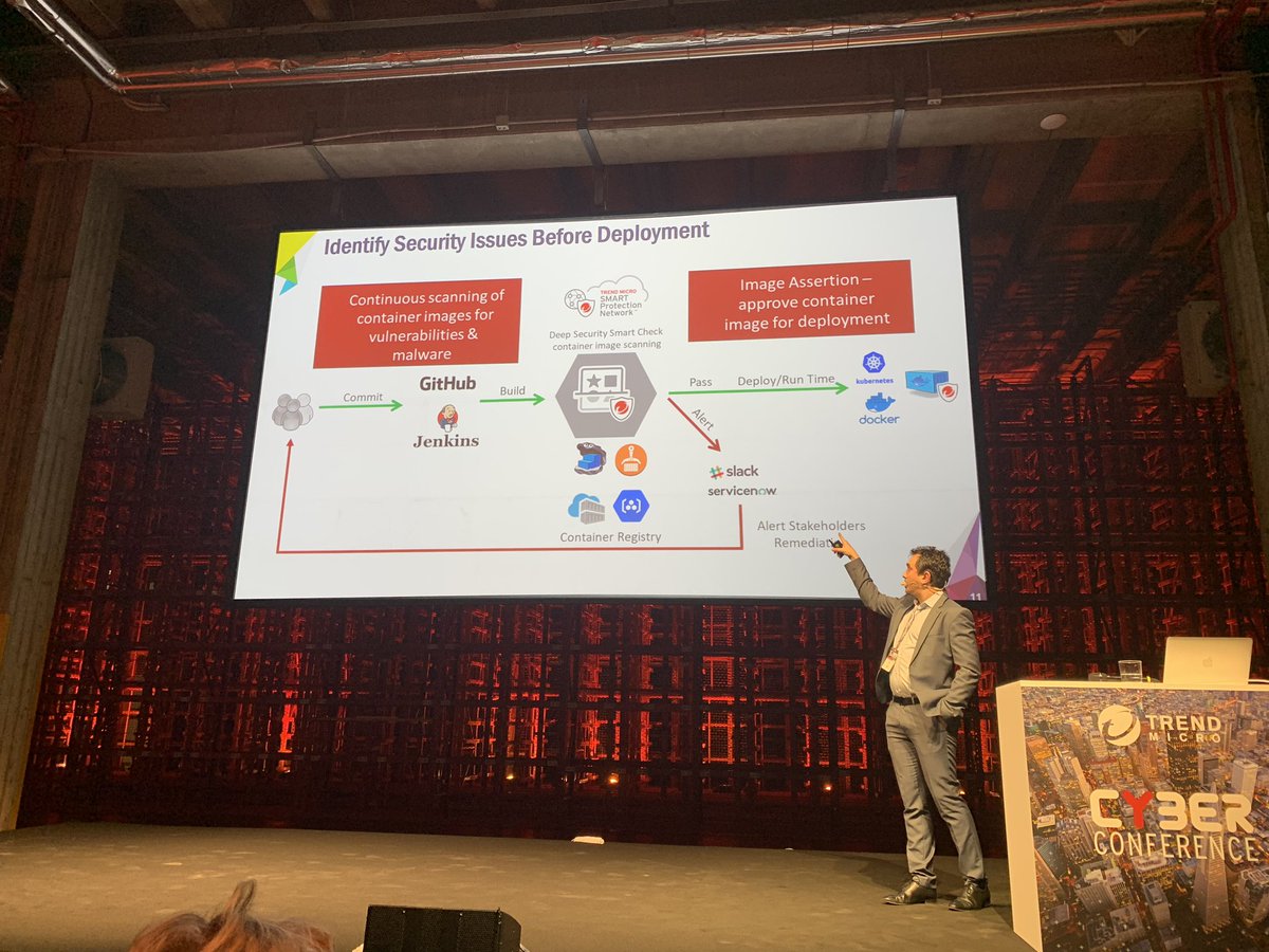SecurityInfoITA's tweet photo. #TMCyberConference Jesus Escolar,  @VirtualBlackCat @Exelerys offre una soluzione “Deep Security Smart Check”, 7 regole d’oro per i #DevOps! .@TrendMicroItaly https://t.co/yCKhp5Za4Y