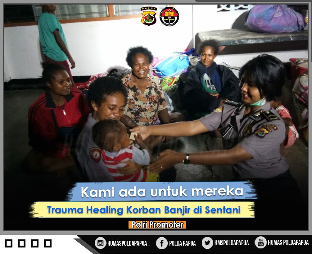 HmsPoldaPapua's tweet photo. Kami Ada Untuk Mereka
Trauma Healling Korban Banjir di Sentani
#savesentani #prayforsentanijayapura #prayforsentani #Poldapapua #thebestpol #Polripromoter #PolriJaya #PolriHumanis #Divisihumaspolri #biromultimedia #Papuankri #Papuacintadamai https://t.co/E0ihgsLyKR
