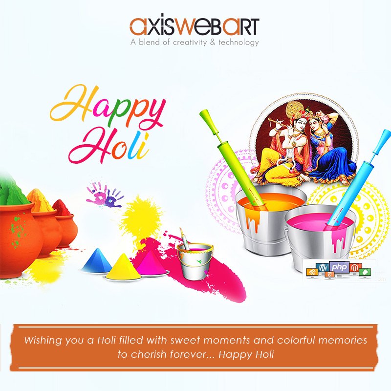 AxisWebArt's tweet photo. Wishing you a Holi filled with sweet moments and colorful memories to cherish forever... Happy Holi :) 
#HappyHoli #HappyHoli2019 #Festivalofcolors #Holi2019 #colorsfestival #Axiswebart https://t.co/BftNEGwL8R