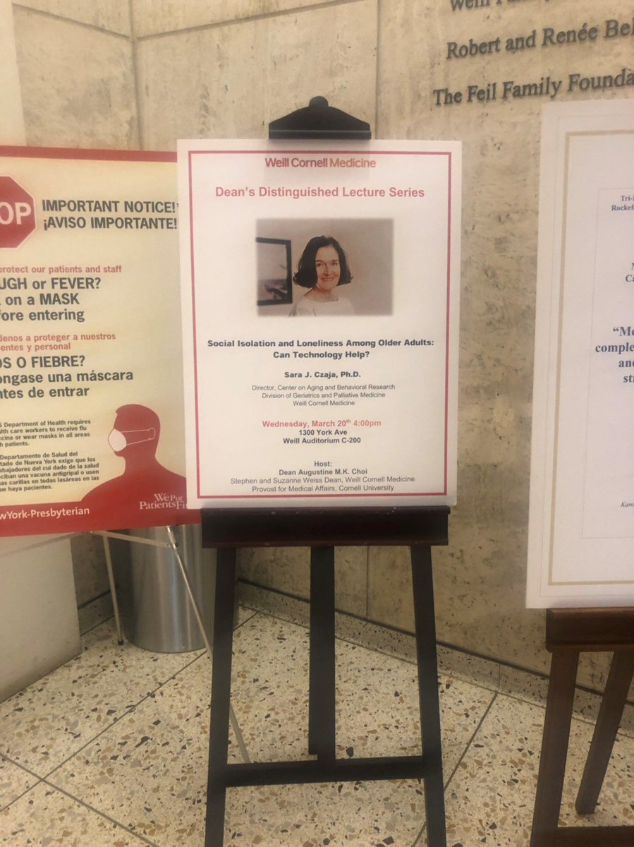 We're excited to invite our Weill Cornell Community to Dr. Czaja's talk tomorrow, On Social Isolation and Loneliness in Older Adults, and how Technology can Help. #geriatrics #gerontology
