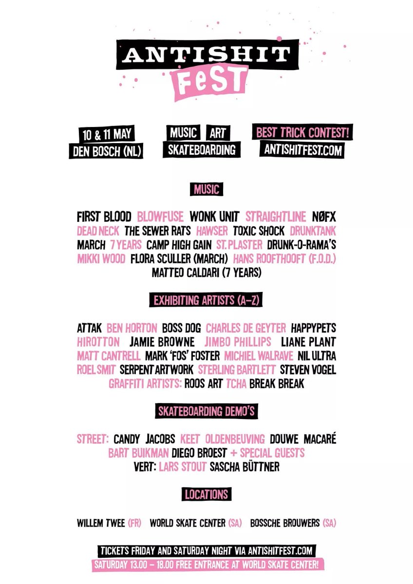 <a href="/PUNKROCKHOLIDAY/">PUNK ROCK HOLIDAY</a> ✔️ <a href="/BrakrockEcofest/">Brakrock</a> ✔️ #punkindrublicfest ✔️ @BarnaNRoll ✔️ 
And now Blowfuse goes to... <a href="/weare_antishit/">Antishit</a> fest in The Netherlands! 🎉🎊

#punkrock #skatepunk #dailyritual #ritualtour2019 #blowfuse #grunge #alternativerock #tour #suicidaltendencies #Pennywise