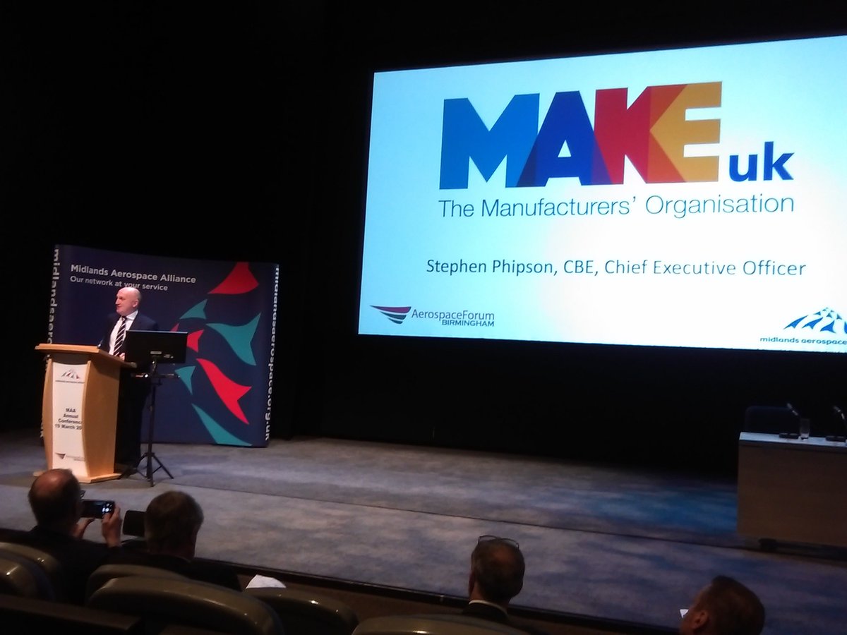 Stephen Phipson of <a href="/MakeUK_/">Make UK</a> on #skills, EU employees #tariffs Rules of Origin #IPprotection , economic implications of stockpiling and manufacturing's links to government as #brexit is navigated. "We need a transition" <a href="/MAAaero/">MAA</a> conference 2019 #aerospace #AFB2019