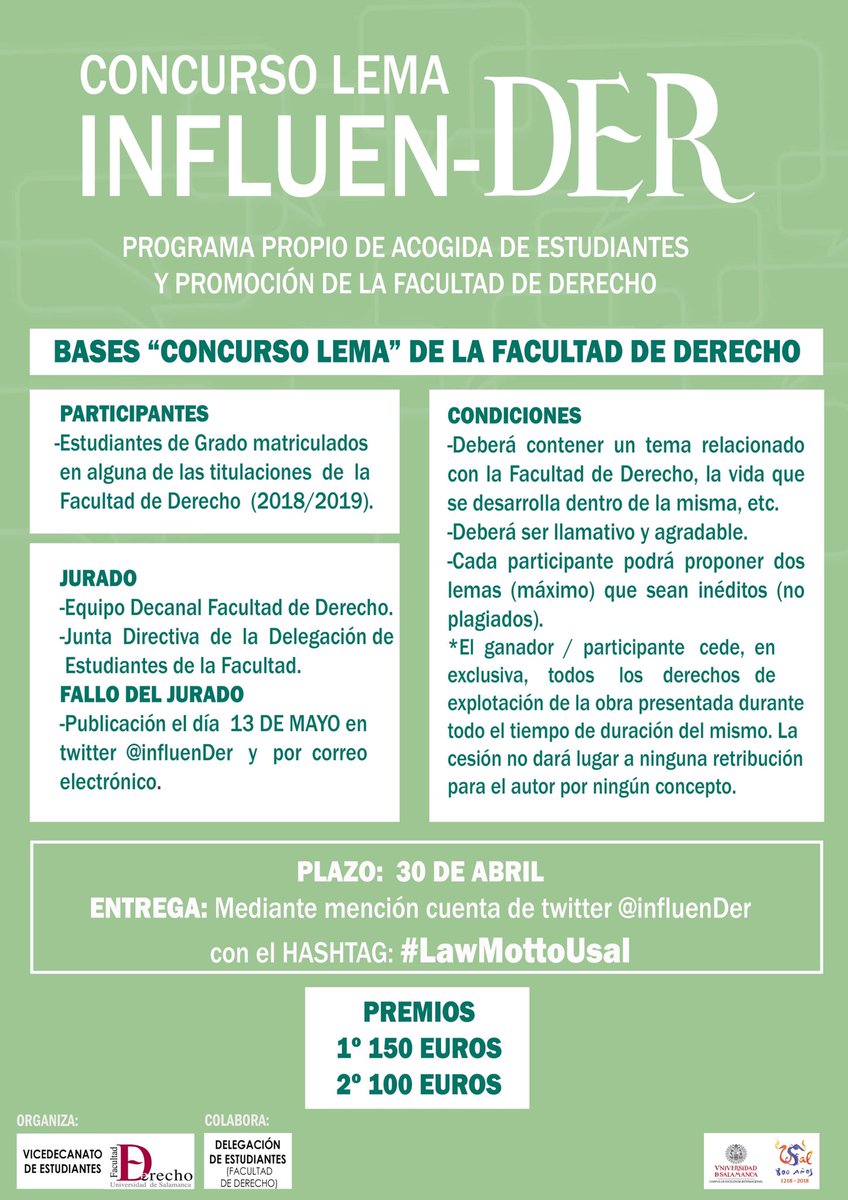 influender's tweet photo. Buscamos un nuevo logo y un nuevo lema para nuestra Facultad. ¡Os animamos a todos a participar! https://t.co/CWZuyW9qZQ