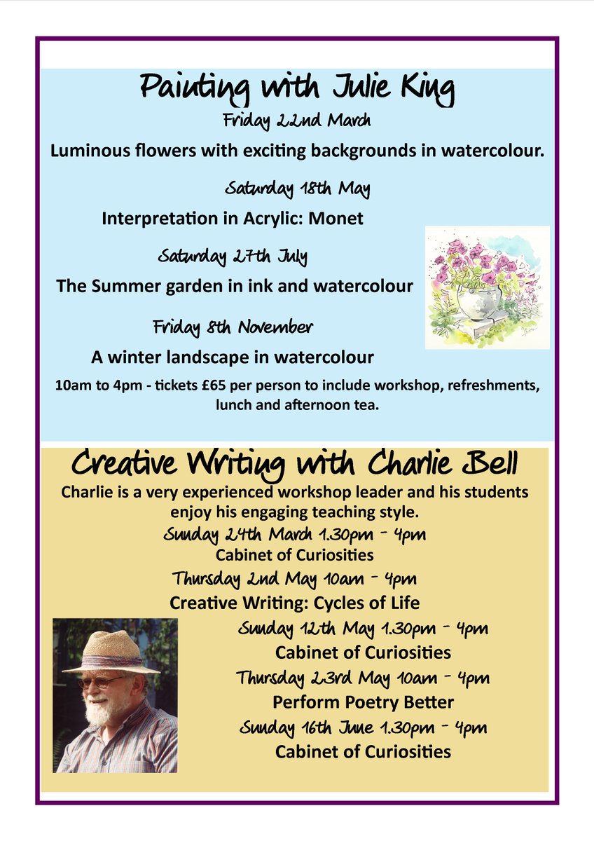 Painting and creative writing workshops dates for your diaries. Spaces this week on Friday and Sunday - come and find out more. Both are highly recommended. Call 01892 865988 #painting #creativewriting #TunbridgeWells 
burrswood.org.uk/news-and-event…
