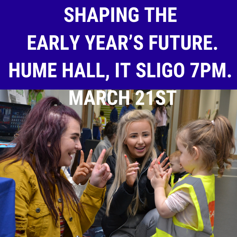 atusligo_ie's tweet photo. Are you interested in the development of children in their early years?  Are you an Early Years Professional, student or a parent of young children? Then this event is for you. “Shaping the Early Years Future”, Hume Hall, @itsligo 7pm, March 21st. RSVP mcglone.roisin@itsligo.ie https://t.co/iTXyZoBFhw