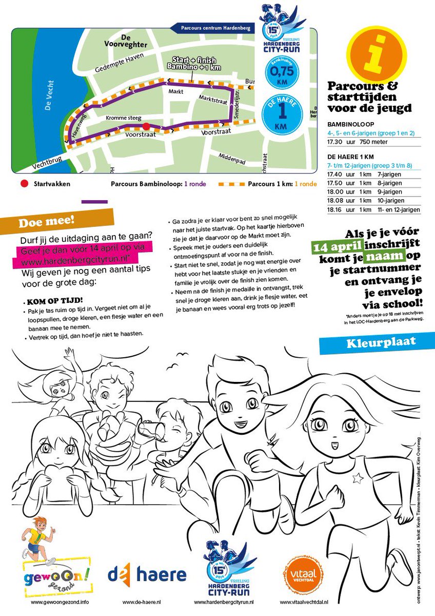 Deze week worden er weer duizenden flyers bezorgt op tientallen basisscholen in de <a href="/gemhardenberg/">Gemeente Hardenberg</a> voor de <a href="/dehaere/">De Haere</a> #kidsrun tijdens de <a href="/CityRunHberg/">Hardenberg CityRun</a> op 18 mei. Meldt uw zoon of dochter nu ook aan voor dit prachtige hardloopfeest hardenbergcityrun.nl/nl/mee-doen/af…. <a href="/GewoonGezondOH/">GewoonGezond</a> <a href="/JOGGNL/">JOGG</a> 🏃🏻‍♂️