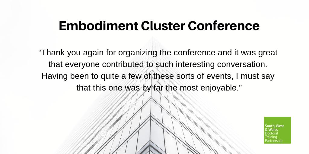 SWWDTP's tweet image. The feedback from the @EmbodimentDTP conference was resoundingly positive. We can't wait for the next one.

#PhDChat #ECRChat #Embodiment #SWWDTP