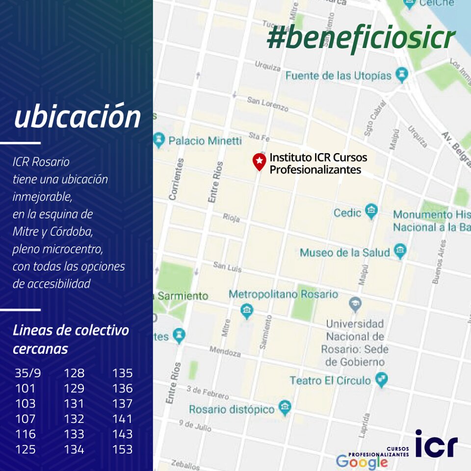 icrCursos's tweet photo. ¡Estamos cerca!😁 Nos ubicamos a metros de Peatonal Córdoba.
Mirá las posibilidades que tenes para llegar a nuestra ubicación 🚎🚌 
Contacto👇
📲 WhatsApp https://t.co/zjnjIqBXZc
☎️ (0341) 5580175 https://t.co/pGthWbUwYW