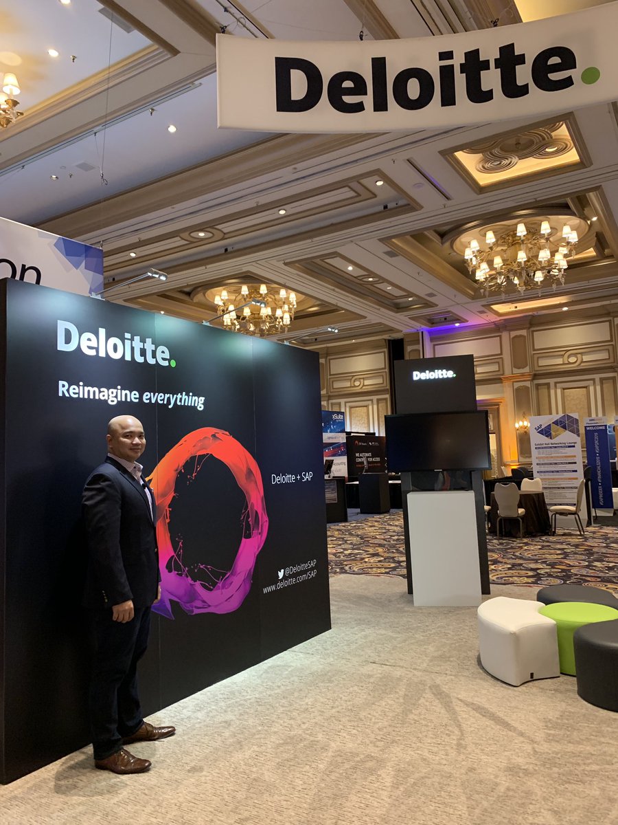 darwindeano's tweet photo. Here at the @DeloitteSAP booth at @SAPinsider Financials and GRC 2019.... beaming with pride and gratitude for what we’ve achieved and the exciting future ahead. #SAPHappy #revolution #DeloitteReimaginePlatform https://t.co/inlbW24o4O