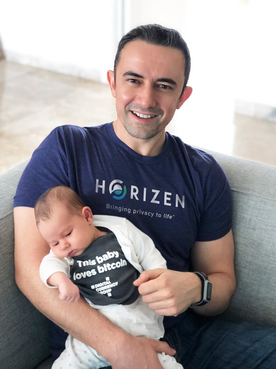 horizenglobal's tweet photo. We are excited to welcome the first ZEN baby to the #Horizen family. Congrats to @RobViglione and @RosarioPabst on the beautiful new addition to the family. Ana is reppin' the #crypto world in style. https://t.co/FJG7dz6DKm