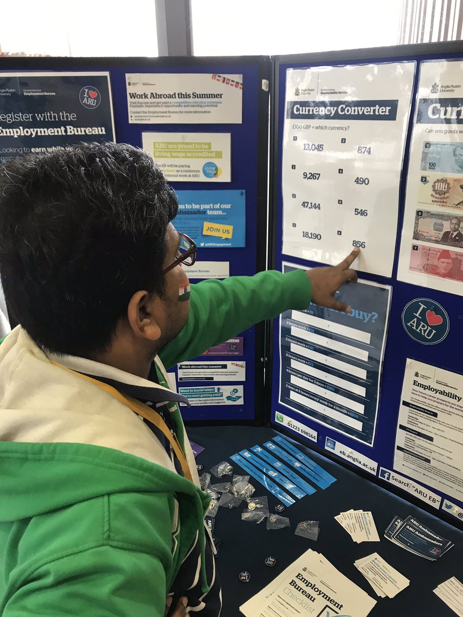 ARUtemp's tweet photo. Had some lovely students enjoying our currency quizzes on Helmore street โบ๏ธ We are here till 13:30 if you want to play and win a #iloveARU badge! #Globalweek2019 https://t.co/UUeXPEbQsv