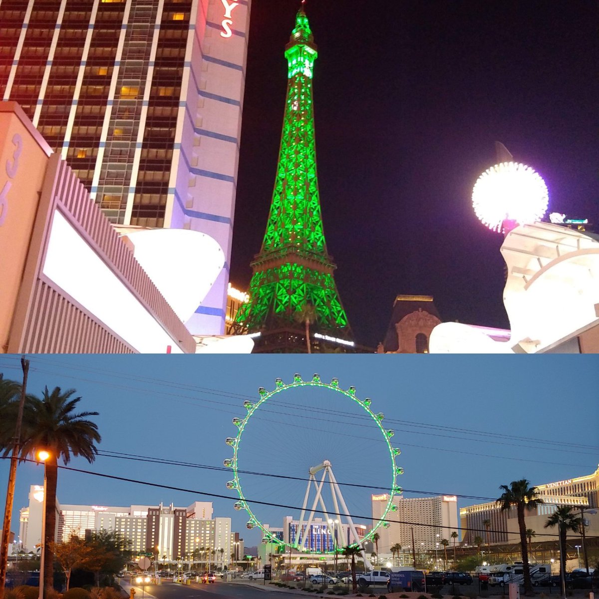 LVTravelBlog's tweet photo. All dressed up for #StPatricksDay #lasvegas #Eiffeltower @HighRollerVegas @ParisVegas @LinqPromenade #travel #travelblogger #Romance #love #green #pinchme https://t.co/ymK2hlBHYA