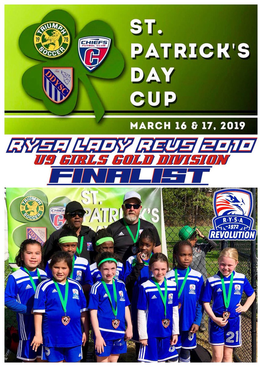 RYSA_Revs's tweet photo. Congrats to Coach @trippcarroll &amp; his RYSA Lady Revs 2010 squad on being Finalist in the U9 Girls Gold Division at the 2019 St. Patrick’s Day Cup! Keep It Up Ladies!!! #RYSA #WeAreRYSA #Finalist #LadyRevs #GASoccer #Academy #Select #Soccer #Tournament https://t.co/dypoQgBMfg