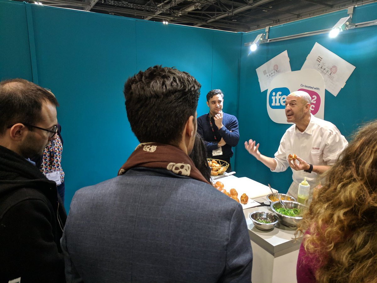 Nadine_Close_'s tweet photo. @rurrechu is hosting our starter station at @IFE_Event today. This is not a dish to miss 🤤
#TastingTrends #IFE19 #FlavourTrends https://t.co/bSD4o6ncQ8