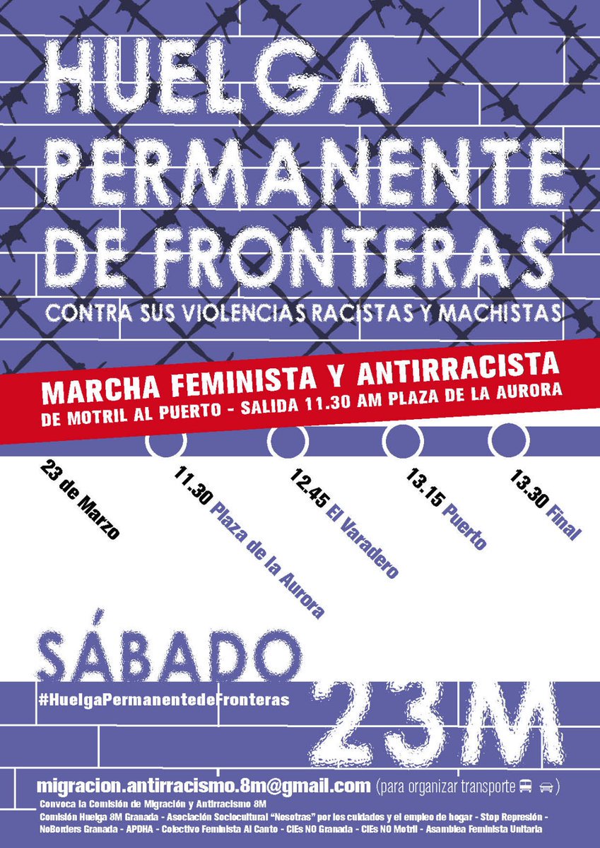 SusiQiuMad's tweet photo. Cuando una mujer migra, la vulneración de Derechos Humanos se multiplica. Vamos todas a la #HuelgaPermanenteDeFronteras. 23 Marzo, en Motril https://t.co/MEOjJRqQvF