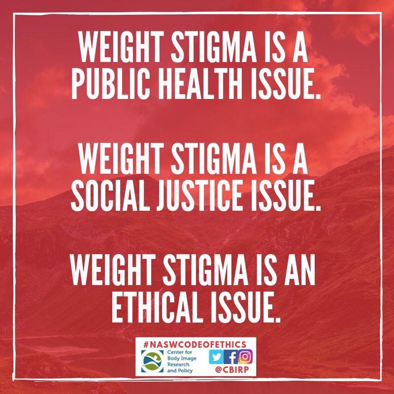 CBIRP's tweet photo. In celebration of #socialworkmonth, we are going to release a series of posts this week about #weightstigma as a violation of the Social Work Code of Ethics based on work by Dr. Nancy Ellis-Ordway. @NASW #ElevateSocialWork #NASWCodeofEthics https://t.co/bi9Xi24k9t