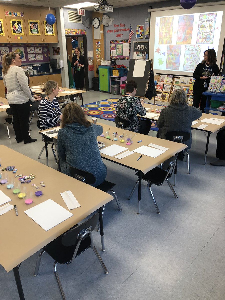 MrFlexon's tweet photo. When your EOY Art Teacher is part of the Wild Card book club... Mrs. Moran hosted a paint party for staff to help us remember our WHY! Breakfast included! #Bethewildcard #wildcard #HTWP4kids #KidsDeserveIt #TeachersDeserveIt #Teachers #art #inspire https://t.co/GMFVoRoU0s