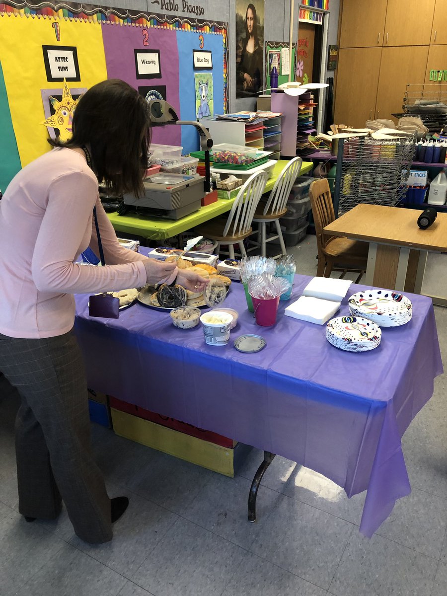 MrFlexon's tweet photo. When your EOY Art Teacher is part of the Wild Card book club... Mrs. Moran hosted a paint party for staff to help us remember our WHY! Breakfast included! #Bethewildcard #wildcard #HTWP4kids #KidsDeserveIt #TeachersDeserveIt #Teachers #art #inspire https://t.co/GMFVoRoU0s